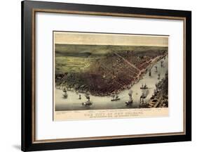 1885, New Orleans Bird's Eye View, Louisiana, United States-null-Framed Giclee Print