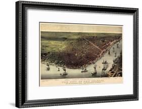 1885, New Orleans Bird's Eye View, Louisiana, United States-null-Framed Giclee Print