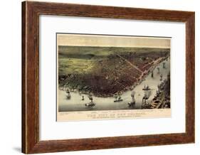 1885, New Orleans Bird's Eye View, Louisiana, United States-null-Framed Giclee Print