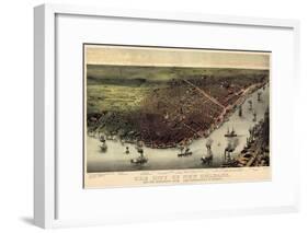 1885, New Orleans Bird's Eye View, Louisiana, United States-null-Framed Giclee Print