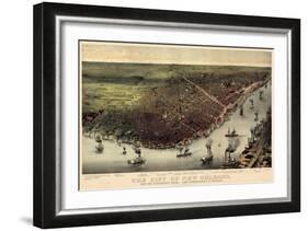 1885, New Orleans Bird's Eye View, Louisiana, United States-null-Framed Giclee Print