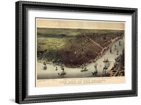 1885, New Orleans Bird's Eye View, Louisiana, United States-null-Framed Giclee Print