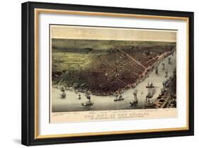 1885, New Orleans Bird's Eye View, Louisiana, United States-null-Framed Giclee Print