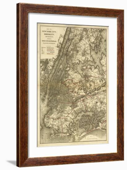 1885 NYC Map-N^ Harbick-Framed Art Print