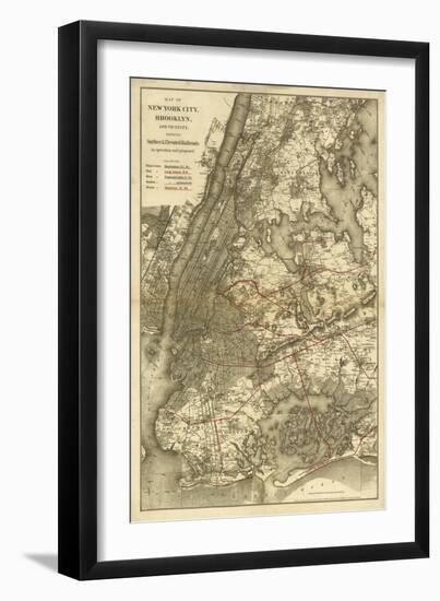 1885 NYC Map-N^ Harbick-Framed Art Print