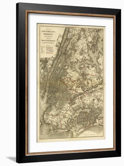 1885 NYC Map-N^ Harbick-Framed Art Print