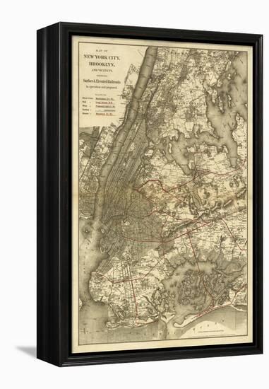 1885 NYC Map-N^ Harbick-Framed Stretched Canvas
