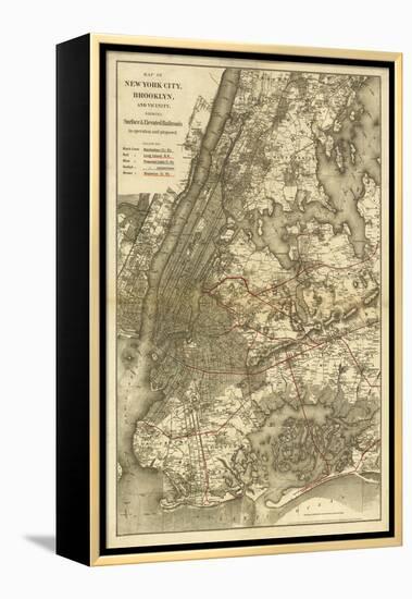 1885 NYC Map-N^ Harbick-Framed Stretched Canvas