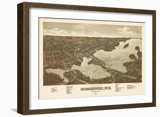 1885, Oconomowoc Bird's Eye View, Wisconsin, United States-null-Framed Giclee Print