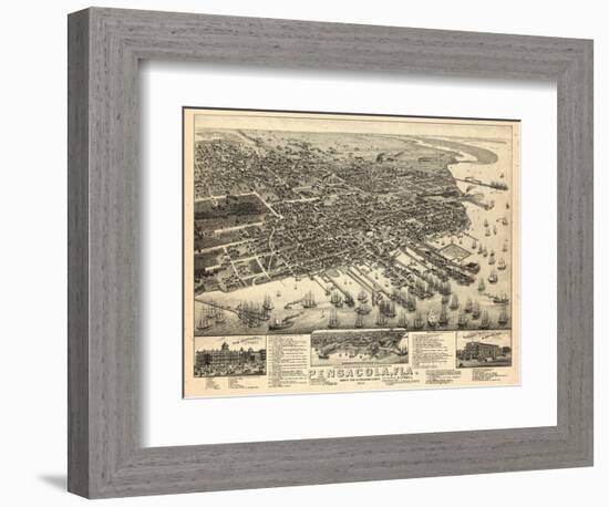 1885, Pensacola Bird's Eye View, Florida, United States-null-Framed Giclee Print