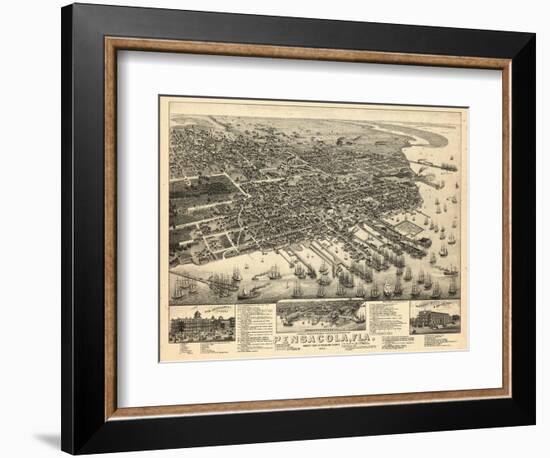 1885, Pensacola Bird's Eye View, Florida, United States-null-Framed Giclee Print