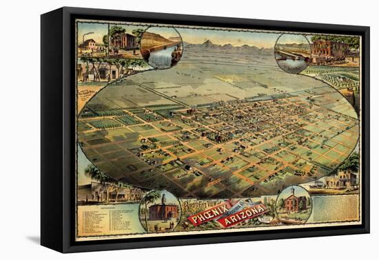 1885, Phoenix Bird's Eye View, Arizona, United States-null-Framed Premier Image Canvas