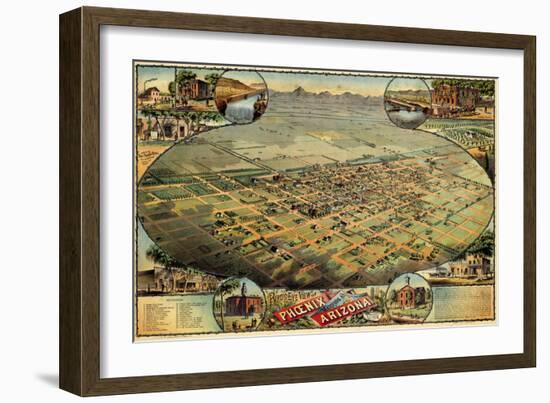 1885, Phoenix Bird's Eye View, Arizona, United States-null-Framed Giclee Print