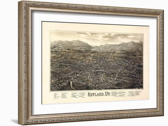 1885, Rutland Bird's Eye View, Vermont, United States-null-Framed Giclee Print