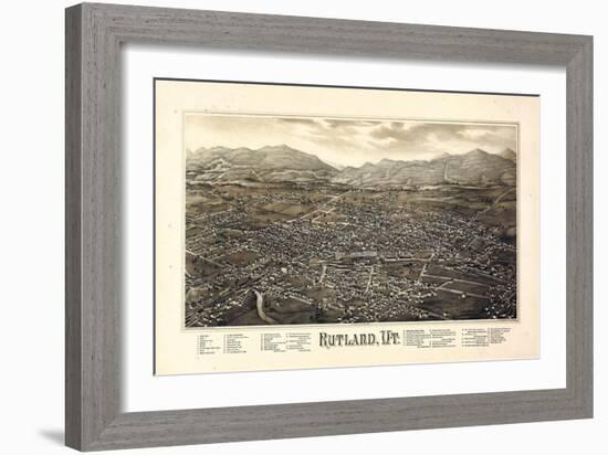 1885, Rutland Bird's Eye View, Vermont, United States-null-Framed Giclee Print