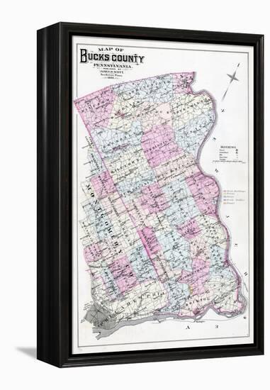 1886, Bucks County Map, Pennsylvania, United States-null-Framed Premier Image Canvas