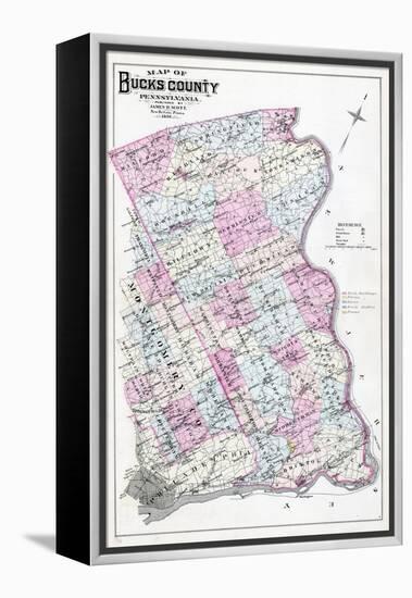 1886, Bucks County Map, Pennsylvania, United States-null-Framed Premier Image Canvas