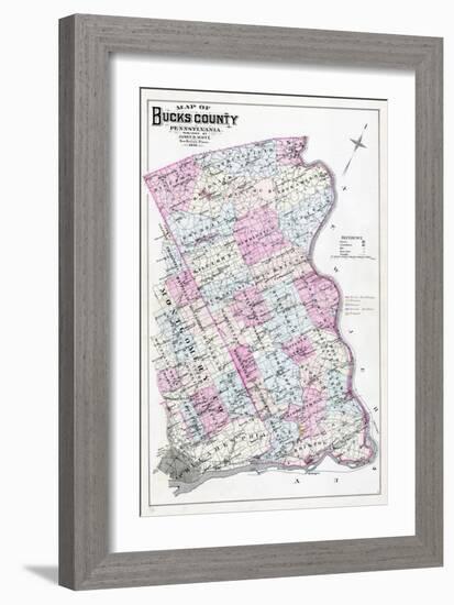 1886, Bucks County Map, Pennsylvania, United States-null-Framed Giclee Print