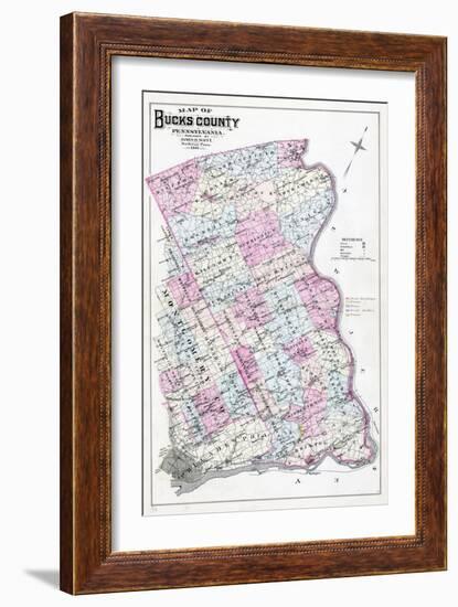 1886, Bucks County Map, Pennsylvania, United States-null-Framed Giclee Print