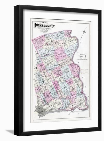 1886, Bucks County Map, Pennsylvania, United States-null-Framed Giclee Print