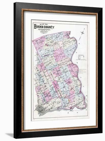 1886, Bucks County Map, Pennsylvania, United States-null-Framed Giclee Print