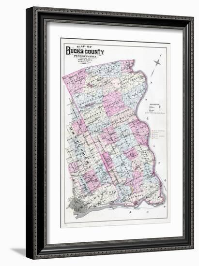 1886, Bucks County Map, Pennsylvania, United States-null-Framed Giclee Print