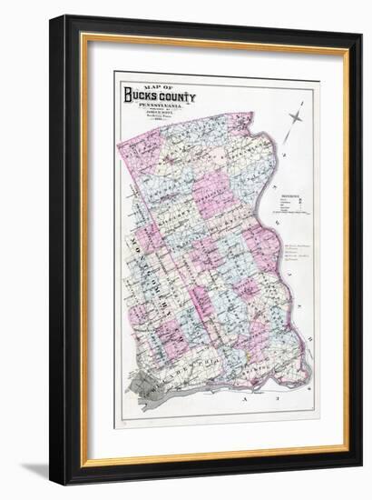 1886, Bucks County Map, Pennsylvania, United States-null-Framed Giclee Print