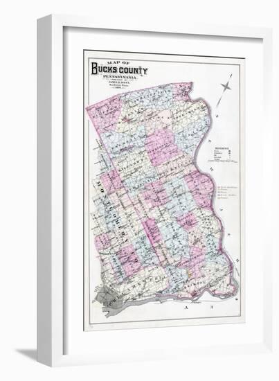 1886, Bucks County Map, Pennsylvania, United States-null-Framed Premium Giclee Print