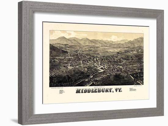 1886, Middlebury 1886c Bird's Eye View, Vermont, United States-null-Framed Giclee Print