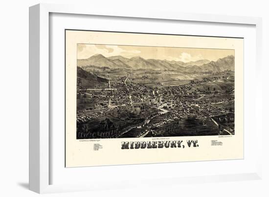 1886, Middlebury 1886c Bird's Eye View, Vermont, United States-null-Framed Giclee Print