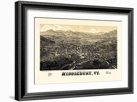 1886, Middlebury 1886c Bird's Eye View, Vermont, United States-null-Framed Giclee Print