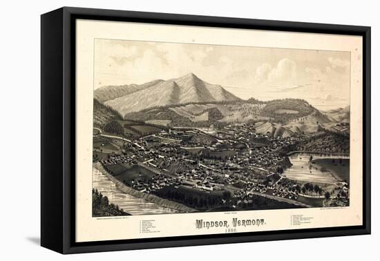 1886, Windsor Bird's Eye View, Vermont, United States-null-Framed Premier Image Canvas