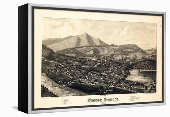 1886, Windsor Bird's Eye View, Vermont, United States-null-Framed Premier Image Canvas