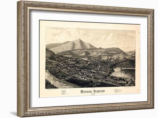 1886, Windsor Bird's Eye View, Vermont, United States-null-Framed Giclee Print