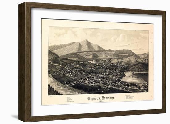 1886, Windsor Bird's Eye View, Vermont, United States-null-Framed Giclee Print