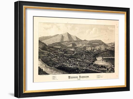 1886, Windsor Bird's Eye View, Vermont, United States-null-Framed Giclee Print