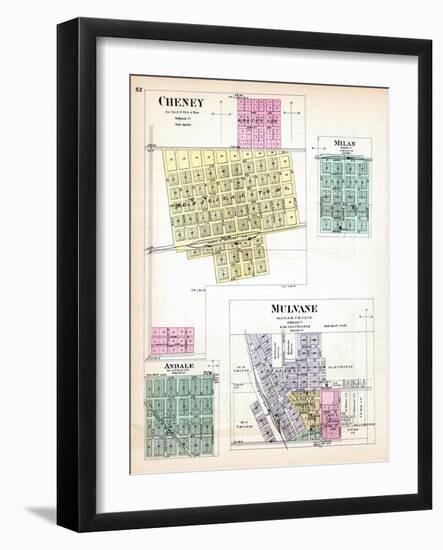 1887, Cheney, Milan, Andale, Mulvane, Kansas, United States-null-Framed Giclee Print