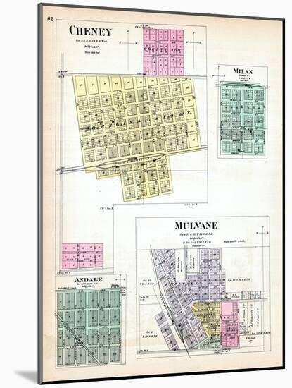 1887, Cheney, Milan, Andale, Mulvane, Kansas, United States-null-Mounted Giclee Print