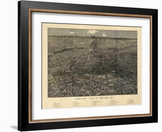 1887, Denver Bird's Eye View, Colorado, United States-null-Framed Giclee Print