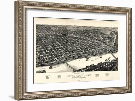 1887, Little Rock Bird's Eye View, Arkansas, United States-null-Framed Giclee Print