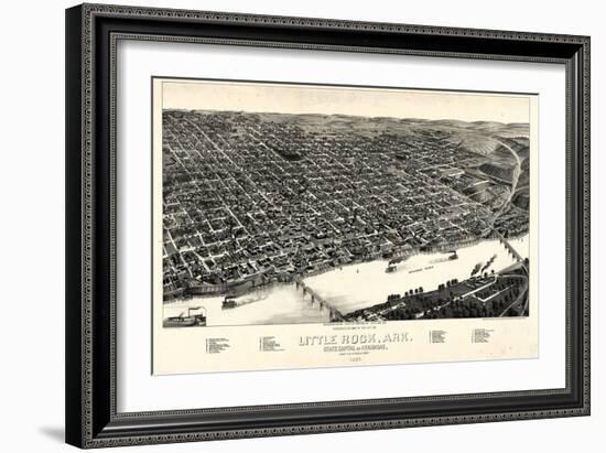 1887, Little Rock Bird's Eye View, Arkansas, United States-null-Framed Giclee Print