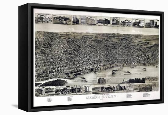 1887, Memphis Bird's Eye View, Tennessee, United States-null-Framed Premier Image Canvas