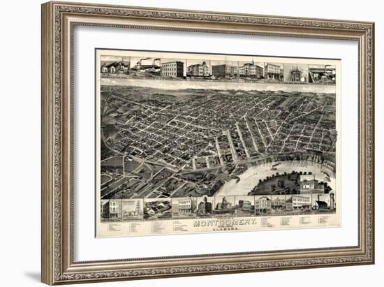 1887, Montgomery Bird's Eye View, Alabama, United States-null-Framed Giclee Print