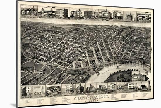 1887, Montgomery Bird's Eye View, Alabama, United States-null-Mounted Giclee Print