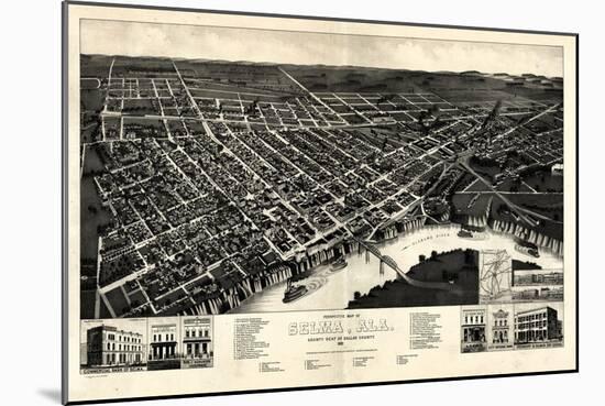 1887, Selma Bird's Eye View, Alabama, United States-null-Mounted Giclee Print