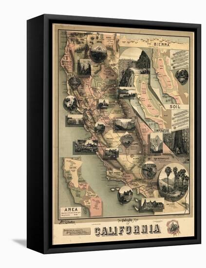 1888, California State Map, California, United States-null-Framed Premier Image Canvas