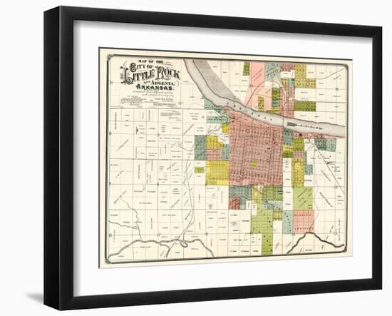 1888, Little Rock City Map, Arkansas, United States-null-Framed Giclee Print