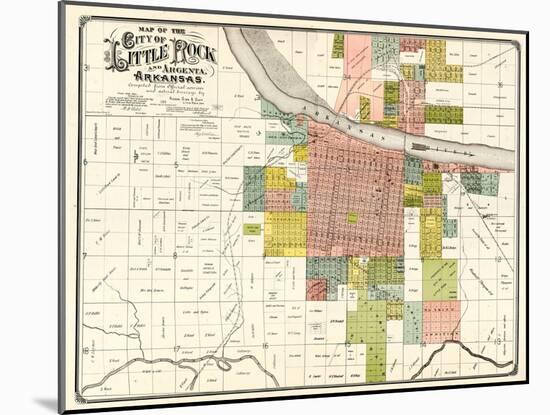 1888, Little Rock City Map, Arkansas, United States-null-Mounted Giclee Print