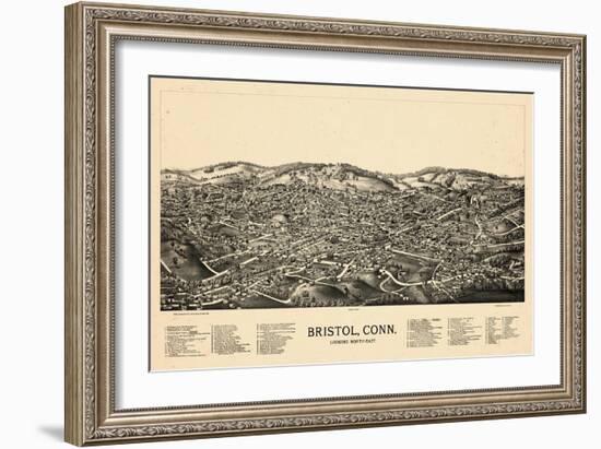 1889, Bristol Bird's Eye View, Connecticut, United States-null-Framed Giclee Print