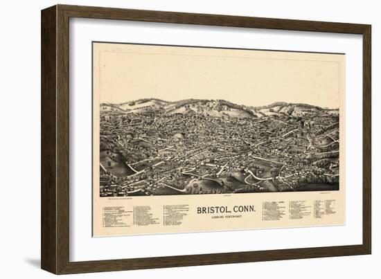 1889, Bristol Bird's Eye View, Connecticut, United States-null-Framed Giclee Print